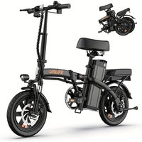 Urlife F1L E-Bike 14 Zoll Faltbar 48V 7,5Ah Abnehmbarer Akku & Schnellladung 40KM Reichweite Hydraulische Vorderradaufhängung Doppelscheibenbremsen Naviga-Schalter Elektrische Bremsen