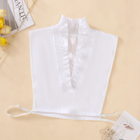 Ladies Elegant Pleated Lace Fake Collar, Deep V-Shaped Fake Collar with Decorative Collar, Temperament Fake Collar