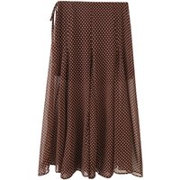Boho Style Brown Polka Dot Print Long Skirts Women Summer Airy Chiffon High Waist Maxi Skirt Sexy Beach Holiday Wear Vestidos