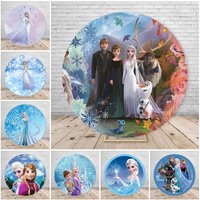 Round Frozen Elsa Background Baby Birthday Party Backdrop Disney Princess Snow Queen Circle Cover Photography Phoro Studio Prop