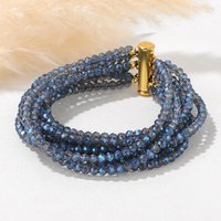 Blue Glass Crystal Miyuki Bracelet Bohemia Multi layered Faceted Crystal Beads Bracelets For Women Men Magnetic Buckle Jewelry