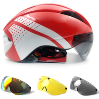 AliExpress WAGGON TT Time Trial Bicycle Helmets Aero Helmet Goggles Race Road Bike Helmet With Lens Outdoor Cycling Safety Caps For Women Men
