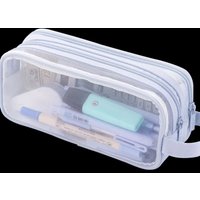 Net Transparent Pencil Bag Cute Large Handle Pen Case Ruler Holder Organizer Eraser Storage Box Office Supplies Shool Stationery