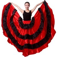 Gypsy Woman Spanish Flamenco Skirt Polyester Satin Smooth Big Swing Carnival Party Ballroom Belly Dance Costumes Dress