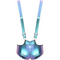 Women Shiny Metallic Suspenders Mini Shorts Hot Pants Adjustable Suspenders Fashion Holographic Rave Part Costume Club Wear