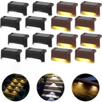 LED Solar Lamps Outdoor Garden Decor Solar Lights LED Solar Fence Wall Lamp Patio Stairs Pathway Step Decor Lighting Warm Light