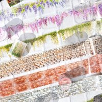 Journamm 50mm*2m Wall and Flower Series PET Tape Decor Junk Journal DIY Scrapbooking School Supplies Collage Tapes