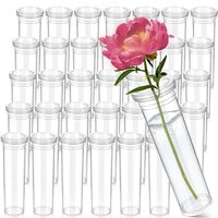 5/20/40Pcs Floral Water Tubes Clear Plastic Flower Vials with Caps for Flower Arrangement Decoration