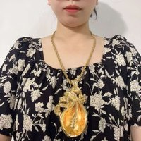 Yulaili Oversize Leaf Flower Pendant Necklace Gold Plated Alloy Jewelry for Unisex Nigerian Dubai Wedding Party Accessories