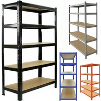 5 Tier Boltless Garage Shelving Unit Shed Warehouse Workshop Office Storage Shelves Metal Racking, 875KG Capacity (175KG Per Shelf), Adjustable - Can split into 2 smaller Shelf Units image 3