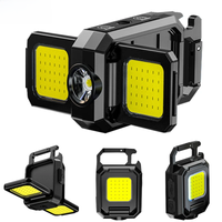 Rechargeable Keychain Flashlight Portable Mini COB Work Lights With 90° Foldable Side Lights Super Bright Flashlight for Camping