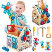 Children's Wooden Toolbox Set Toys Simulation Maintenance Tool Repair Toys Montessori Screw Puzzle Kids Pretend Play Toys Gift