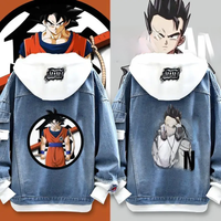 Dragon Ball Vegeta Son Goku Gogeta Fashionable patchwork loose hooded spring and autumn denim jacket for boys handsome outfit