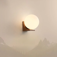 Walnut Wood Round Ball Glass, Wabi-sabi Modern style, Wall light Sconces for Bedroom, Living, Corridor, Aisle balcony, Bedside