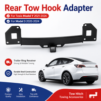 New Rear Tow Hook Adapter For Tesla Model Y 2021-2026 Model 3 2020-2024 Trailer Ring Receiver Tow Hitch Towing Accessories Kit