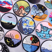 Waves Mountain Patch Iron On Patches On Clothes Wilderness Embroidered Patches For Clothing Stripes For Clothes Badges Stickers