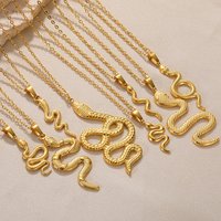 Stainless Steel Snake Necklace for Women Men Gold Color Zodiac Animal Pendant Necklace Fashion Jewelry Gift
