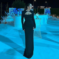 Customized Mermaid Black Prom Dresses Arabia Long Sleeves Formal Evening Dresses Women Wedding Party Gowns vestidos de noche