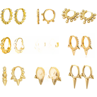 New in hoop earrings 925 Sterling Silver Ear Needle gold earrings for Women Round bead ear buckle CZ Fine Fashion Jewelry Gifts