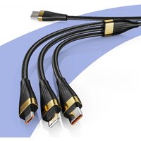6A 100W 3 in 1 Super Fast Charging Cable for Huawei IPhone Micro USB Type-C Fast Charger Accessories USB Type-C Data Line Cord