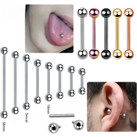 5pc Titanium Tongue Ring Piercings External Threaded Industrial Barbell Tongue Bar Ear Tragus Helix Ear Piercing Body Jewelry