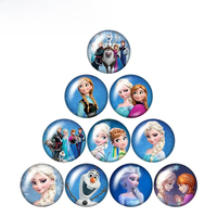 Disney Princess Elsa Anna Olaf Girls 10pcs 12mm/18mm/20mm/25mm Round photo glass cabochon flat back Necklace Making findings