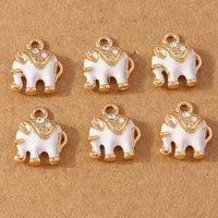 10pcs Cute Enamel Animal Crystal Elephant Charms Pendants for Earrings Necklace DIY Bracelet Jewelry Making Accessories Supplies