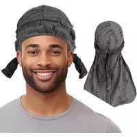 AliExpress GATHERTOP New Punk Style Cotton Durag Headband Elastic Knit Fabric Long Tail Pirate Cap for Men Cycling Head Scarf