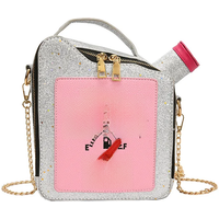 Fashion Personality Laser Sequin Embroidery Letter Oil Pot Bag Creativity Funny Chain Shoulder Bag Women Cute Messenger Bag