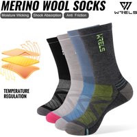 WRELS 1/2/3pairs Merino Wool Running Hiking Socks Compression Thick Cushion Winter Socks Moisture Wicking Breathable Socks