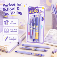 4 pcs Star Party Stationery Set Gel Pen 0.5mm Black Ink For Writing Smooth Quick Dry School Office Supplies