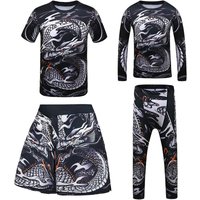Snake Kids jiu jitsu MMA T-shirt+Pant Bjj Rashguard KickBoxing Set Boy Children Muay Thai Shorts MMA Clothing Compression Tights