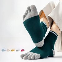 3-5 Pairs Five Finger Socks Men Gym Sport Crew Socks with Separate Fingers Mid Tube Cotton Toe Socks Non-slip Runing Breathable