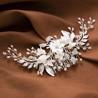 Fashion Gold Silver Color Pearl Hair Jewelry Handmade Crystal Hair Comb Wedding Bridal Accessories Luxury Hair Ornaments Women