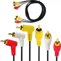 3 RCA Cable - Gold Plated 90 Degree Right Angle RCA Audio/Video Cable 3 RCA to 3 RCA Composite Video Audio A/V AV Cable 1.5m;