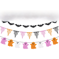 3M Halloween Party Decorations Paper Banner Bat Spider Ghost Banner Garland Bunting For Home Halloween Party Hanging Ornaments