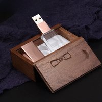 Creative Photography Wedding Gift USB 3.0 Flash Drive 128GB Wooden Box Pen Drive 64GB Crystal Memory Stick 32GB Gold Custom Logo