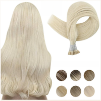 Full Shine I Tip Human Hair Extensions Stick Tip Keratin Remy Human Hair Pre Bonded Soft Straight Hair Extensions For Women