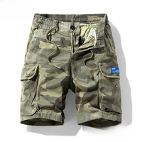 New Men Summer Outdoor Leisure Camouflage Comfortable Shorts Men Elastic Waist Loose Straight High-Quality Design Shorts Male