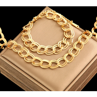 EILIECK 316L Stainless Steel 18K Gold Plated Double Link Chain Necklace Bracelet Set Charm Fashion Women Waterproof Jewelry Gift