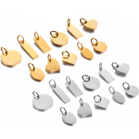 20Pcs Mirror Polished Stainless Steel Blank Heart Rectangle Round Oval Charms For DIY Making Jewelry Necklace Small Logo Tags