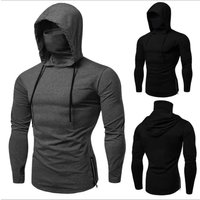 AliExpress 2024 New Men's Gym Thin Hoodie Long Sleeve Hoodies With Mask Men's Shirt Sports Cycling Male T Shirt Pullover Hoodies Tops