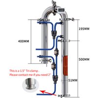 2" Distilling Column with 2" Bottom Clamp Home Brewing Use Distiller Tower Beer Whisky Distillation Equipment Wine Distillery