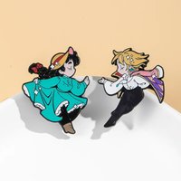 2 Pcs Creative Film and Television Anime Cartoon Brooch Hal's Mobile Castle Wholesale of Male and Female Couple Pin Accessories