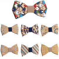 New Handmade Wooden Bowties Puzzle Bow Tie Hand Drawn Relief Butterfly Creative Men Accessories Wedding Party Christmas Gift For