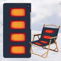 4Heated Areas Camping Chair Heated Cushion 3Speed Heating Seat Cushion USB Charging Winter Seat Warmer Cover for Outdoor Fishing