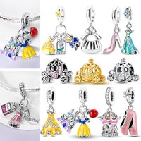 Charms Pendant Original 925 Sterling Silver Pumpkin Carriage Princess Ballet Shoe Charm Bead Fit Bracelet Women DIY Jewelry Gift