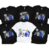 Family Matching Tees for Space Boys Birthday Party, Cute Unisex Astronaut Graphic T-Shirt for Parents & Kids, Short Sleeve