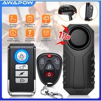 Awapow Bicycle Vibration Alarm Anti Theft Motorcycle Alarm Detector Electric Bicycle Horn 113dB Remote Control Home Burglar