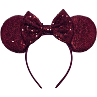 Wine Red Dark Color Mouse Ear Hairband For Girls 5" Hair Bows Big Flip Sequins Ears DIY Kids Hair Accessories Headband